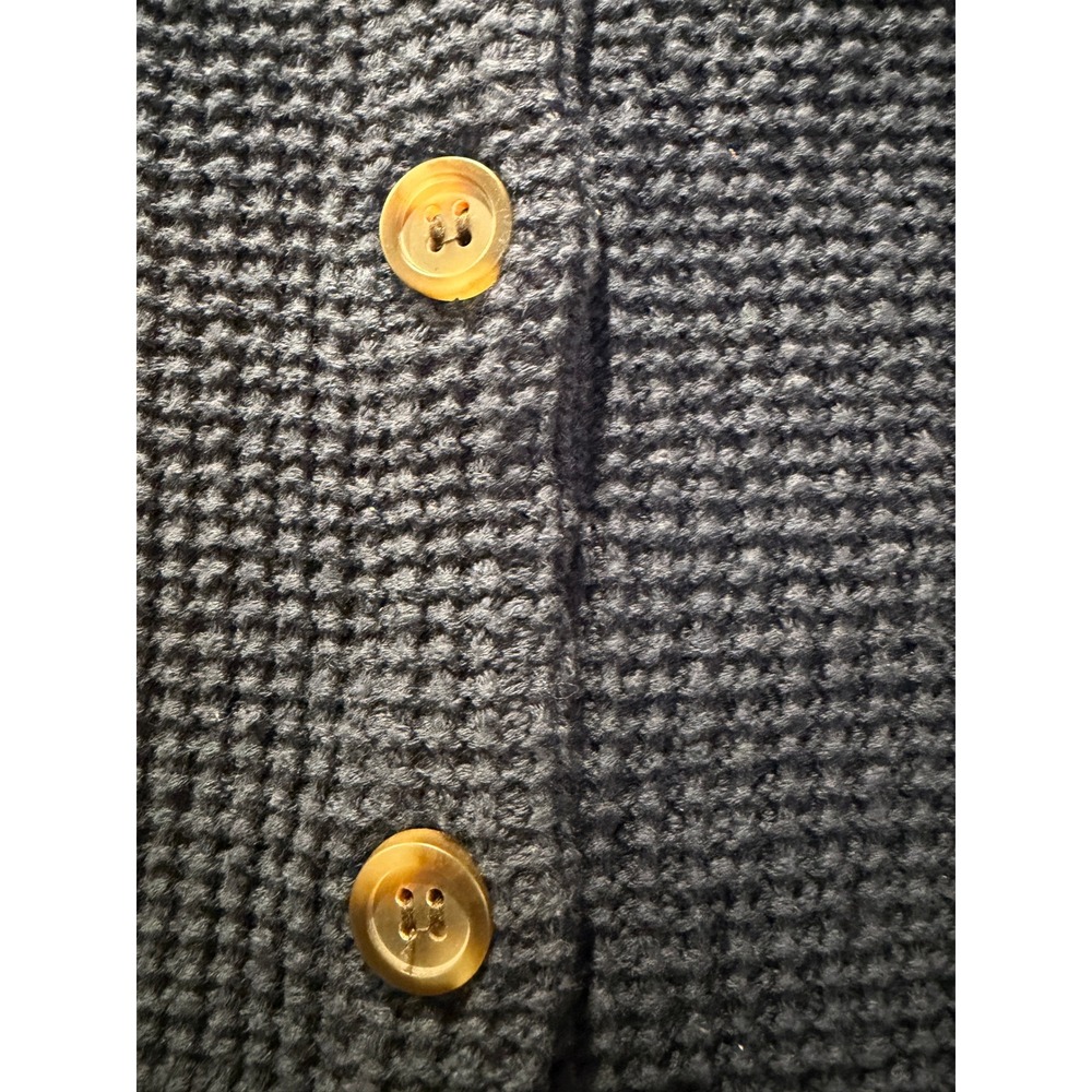 Madewell Navy Blue Waffle Knit Button Back Short Sleeve Sweater Top Size L - Picture 8 of 8